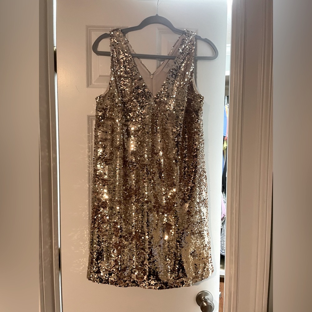 Loft Gold Sequined Dress